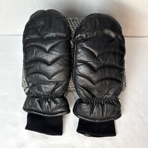Obermeyer Quilted Leather Black Ski Mittens Men’s Large